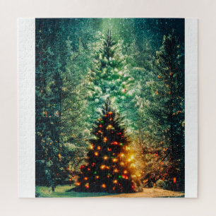 Weihnachtsbaum Winterschneefantasie Puzzle