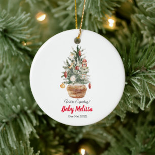 Weihnachtsbaum Wir erwarten Elternschmuck Keramik Ornament