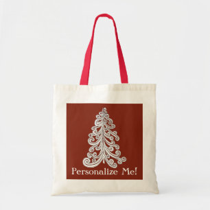 Weihnachtsbaum Wirbel Trendy Doodle Tote Tag Tragetasche