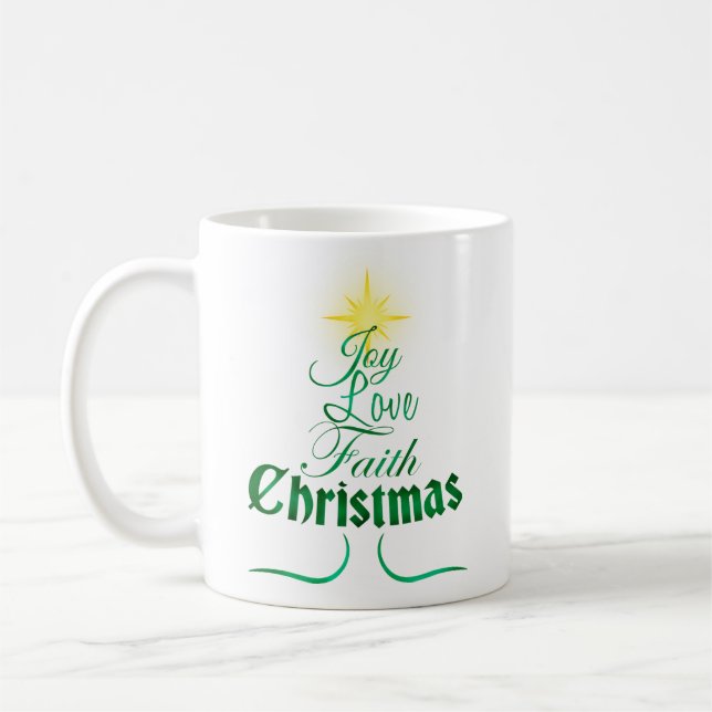 Weihnachtsbaum Word Art Holiday Kaffeetasse (Links)