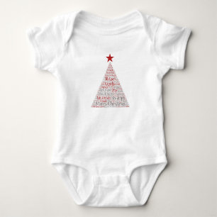 Weihnachtsbaum Word Art mit Red Star Baby Strampler