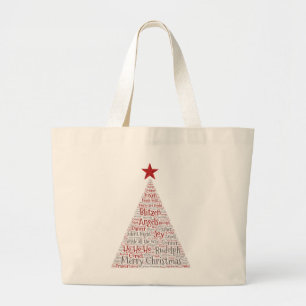 Weihnachtsbaum Word Art mit Red Star Jumbo Stoffbeutel