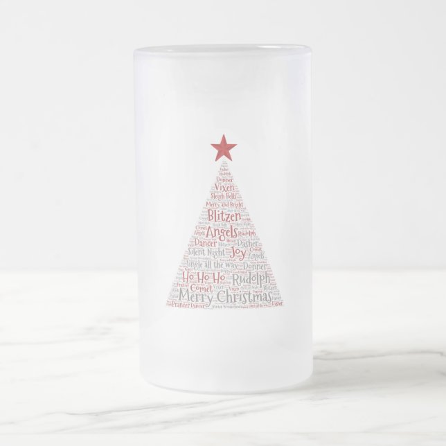 Weihnachtsbaum Word Art mit Red Star Mattglas Bierglas (Mittel)