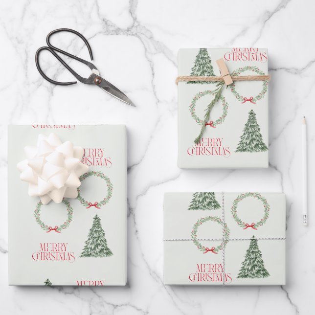Weihnachtsbaum-Wrapping Sheet Geschenkpapier Set (Vorderseite)