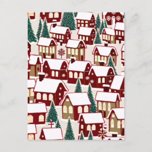 Weihnachtsbaum Xmas Dorf Schnee Pic Postkarte