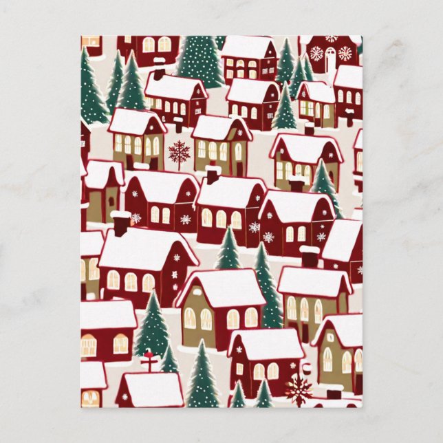 Weihnachtsbaum Xmas Dorf Schnee pic RSVP Karte (Vorderseite)