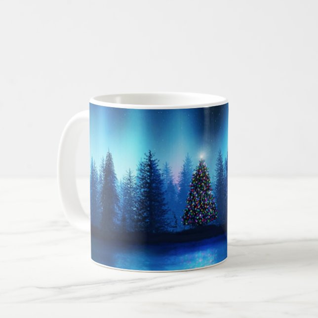 Weihnachtsbaum Xmas friedlicher Wald Tasse (Vorderseite Links)