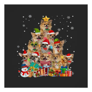 Weihnachtsbaum Xmas Lichter Chihuahua Klassisches  Poster