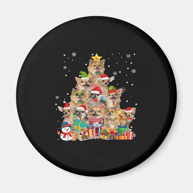 Weihnachtsbaum Xmas Lights Chihuahua Classic T-Shi Magnet (Vorne)