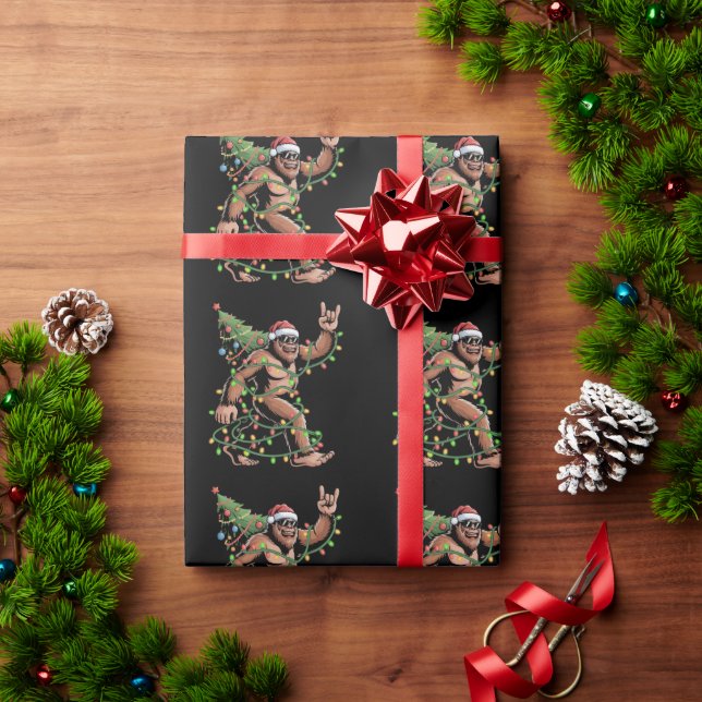 Weihnachtsbaum Xmas Lights Sasquatch Geschenkpapier (Feiertagsgeschenk)