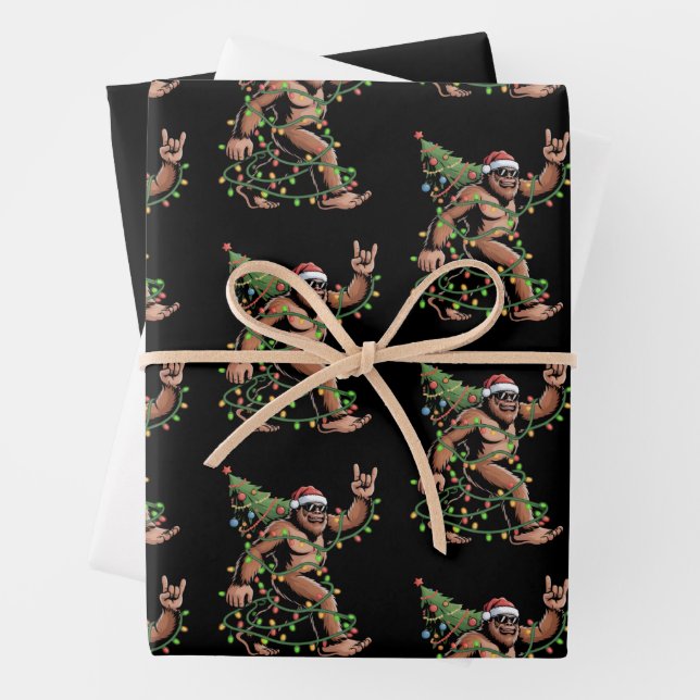 Weihnachtsbaum Xmas Lights Sasquatch Geschenkpapier Set (Beispiel)