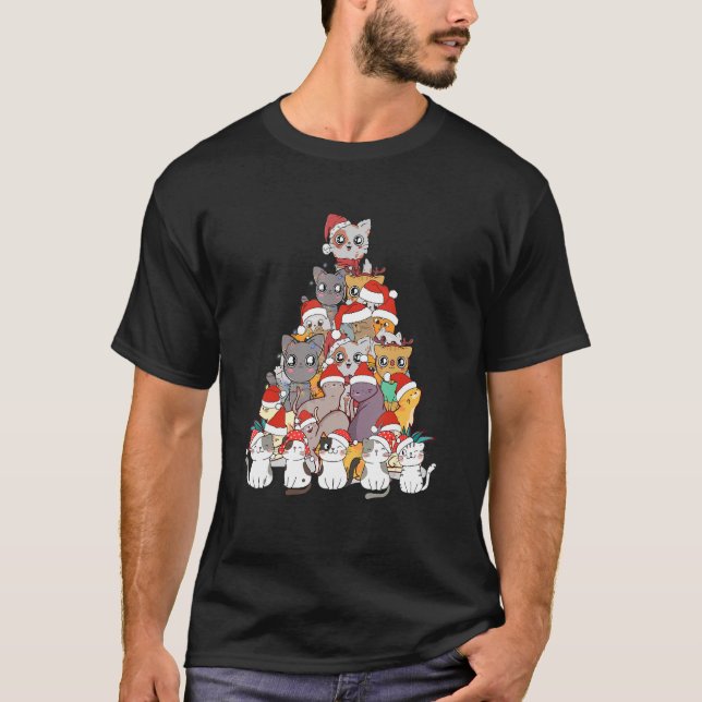 Weihnachtsbaum Xmas Meowy Catmas Santa T-Shirt (Vorderseite)