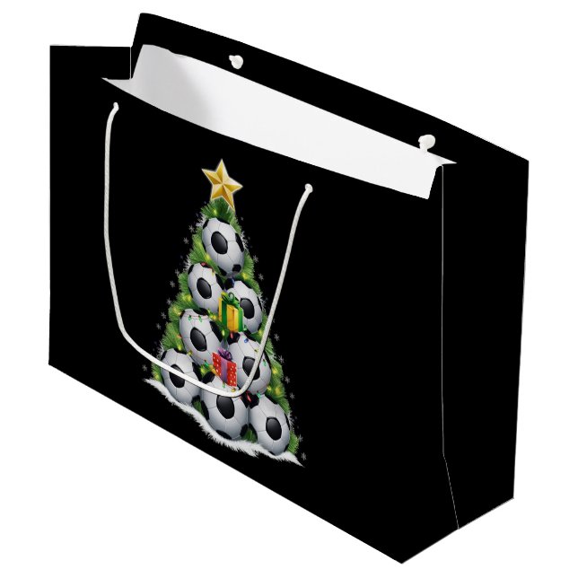 Weihnachtsbaum Xmas Spielerjungen Große Geschenktüte (Vorderseite Schrägansicht)