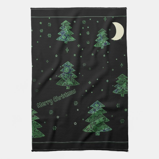 Weihnachtsbaum zeichnend, Kanteneffekt Geschirrtuch (Vertikal)