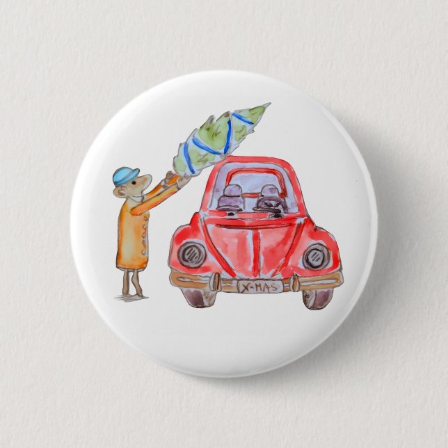 Weihnachtsbaum Zeit! Button (Vorderseite)