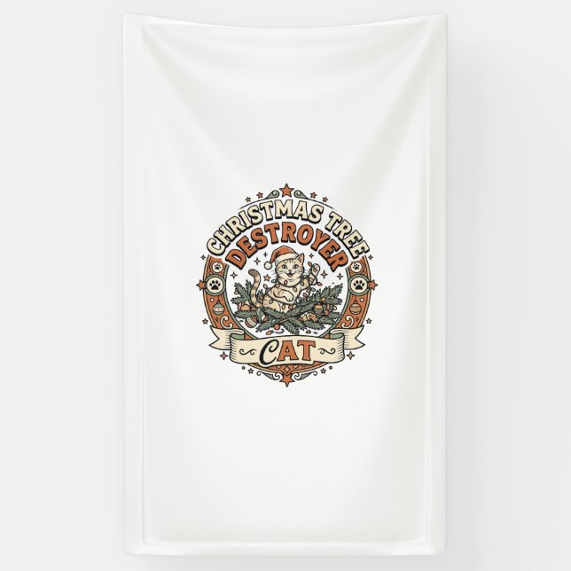 Weihnachtsbaum Zerstörer Katze Weihnachtsbaum Zers Banner (Vertikal)