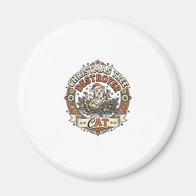 Weihnachtsbaum Zerstörer Katze Weihnachtsbaum Zers Magnet (Vorne)