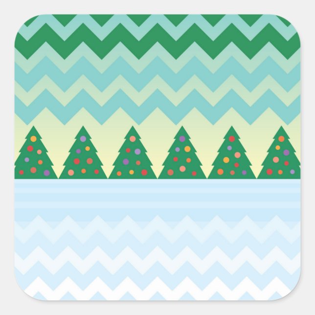 Weihnachtsbaum Zickzack Szene Quadratischer Aufkleber (Vorderseite)