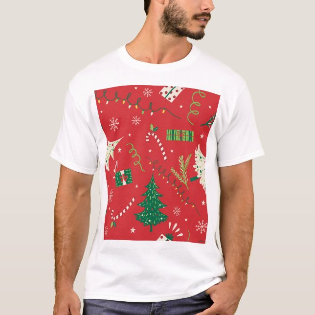 Weihnachtsbaum: Ziergestaltung. T-Shirt (Vorderseite)