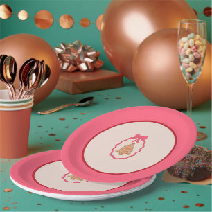 Weihnachtsbaum-Zingerbrot-Weihnachtsplatte Rosa Pappteller