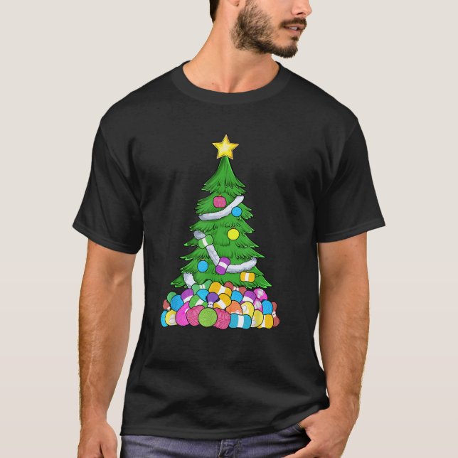 Weihnachtsbaum zum Knittern und Crocheting Wo T-Shirt (Vorderseite)