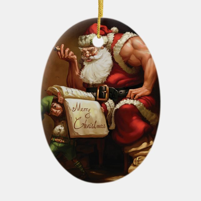 Weihnachtsbaum - Zur Bodybuilding Keramikornament (Vorne)
