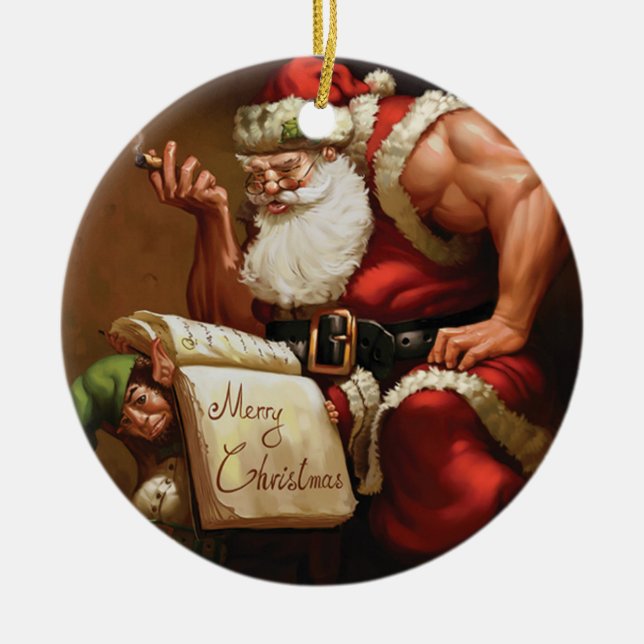 Weihnachtsbaum - Zur Bodybuilding Keramikornament (Vorne)