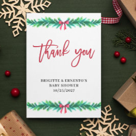 Weihnachtsbaum Zweig Babydusche Flat Dankeskarte