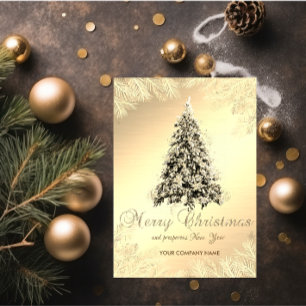 Weihnachtsbaum, Zweige, Gold, Unternehmen Feiertagskarte