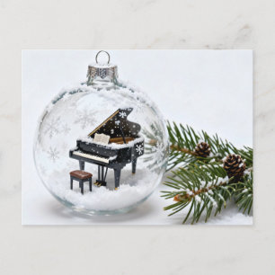 Weihnachtsbaumanhänger mit Miniaturklavier darin Feiertagspostkarte