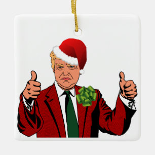 Weihnachtsbaumanhänger Santa Claus Donald Trump Keramikornament