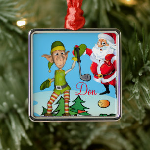 Weihnachtsbaumanhänger Weihnachtsmann Golf Ornament Aus Metall