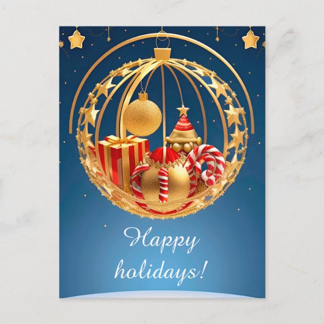 Weihnachtsbaumausstellung mit Geschenken Postkarte (Vorderseite)