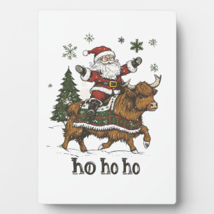 Weihnachtsbaumbeleuchtung Damen Santa Riding Highl Fotoplatte