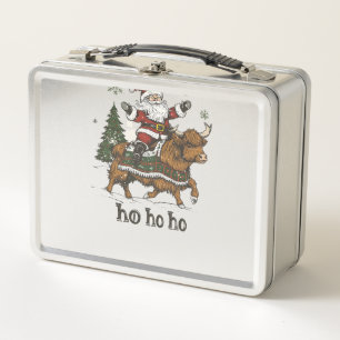 Weihnachtsbaumbeleuchtung der Frauen Santa Reitet  Metall Brotdose
