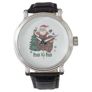 Weihnachtsbaumbeleuchtung der Frauen Santa Riding  Armbanduhr