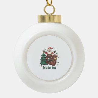 Weihnachtsbaumbeleuchtung der Frauen Santa Riding  Keramik Kugel-Ornament