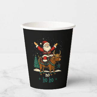 Weihnachtsbaumbeleuchtung der Frauen Santa Riding Pappbecher