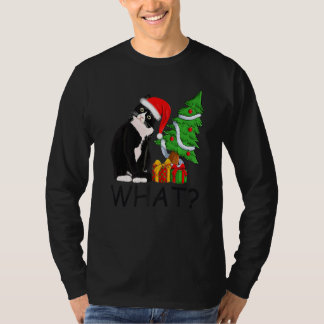 Weihnachtsbaumbeleuchtung Weihnachtsmann schwarze T-Shirt
