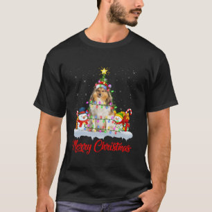 Weihnachtsbaumbeleuchtung Weihnachtsmann Shetland- T-Shirt