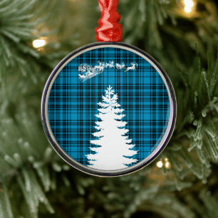 Weihnachtsbaumblau kariert ornament aus metall