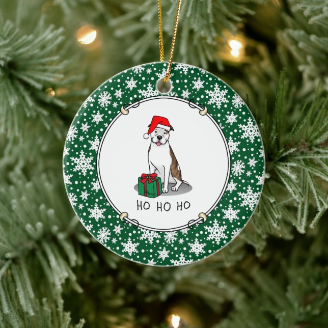 WeihnachtsbaumBull (lt brindle white 3) Niedlich Keramik Ornament (Baum)