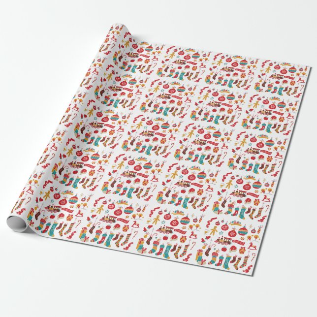 Weihnachtsbaumchen: Schneesicheres Vintages Set. Geschenkpapier (Ungerollt)
