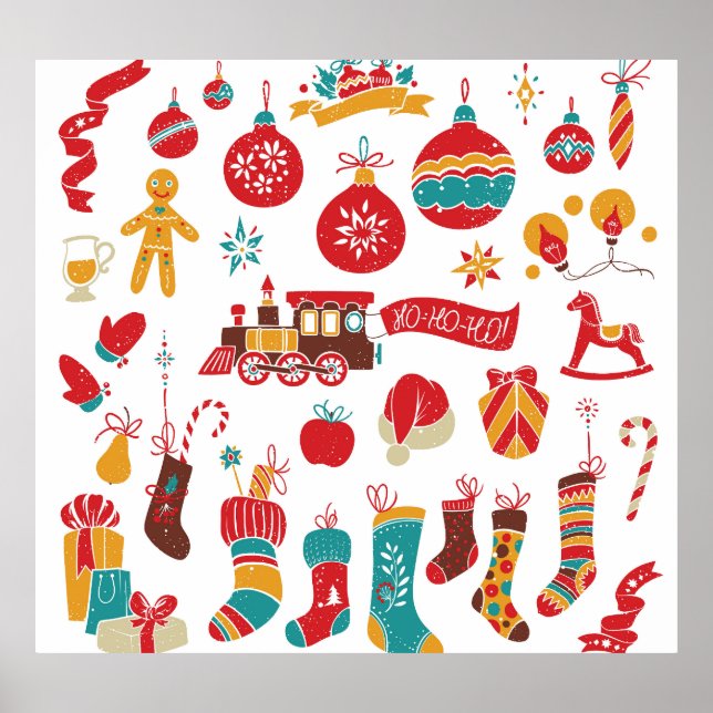 Weihnachtsbaumchen: Schneesicheres Vintages Set. Poster (Vorne)