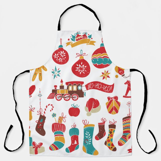 Weihnachtsbaumchen: Schneesicheres Vintages Set. Schürze (Vorderseite)