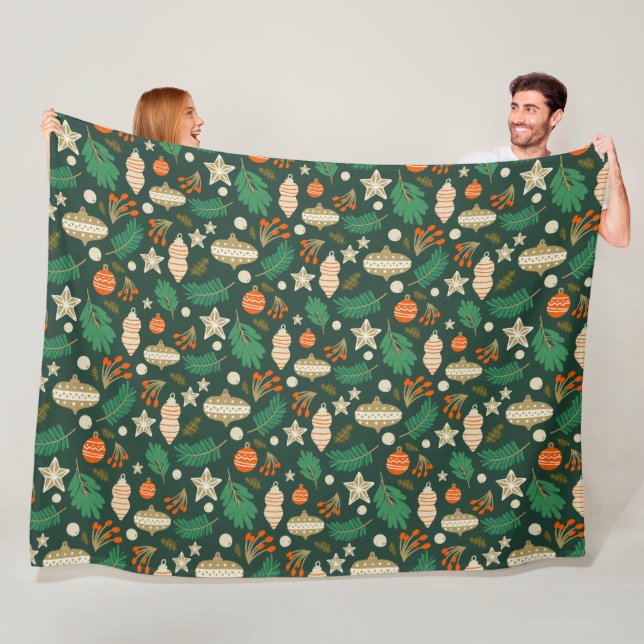 Weihnachtsbaumchen und Winterfolien grün Fleecedecke (Beispiel)