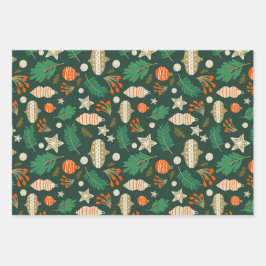 Weihnachtsbaumchen und Winterfolien grün Geschenkpapier Set