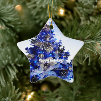 Weihnachtsbaumdekoration blau keramik ornament