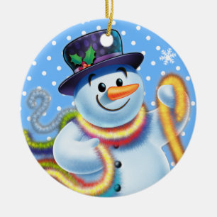 Weihnachtsbaumdekoration Snowman und Tinkel. Keramik Ornament