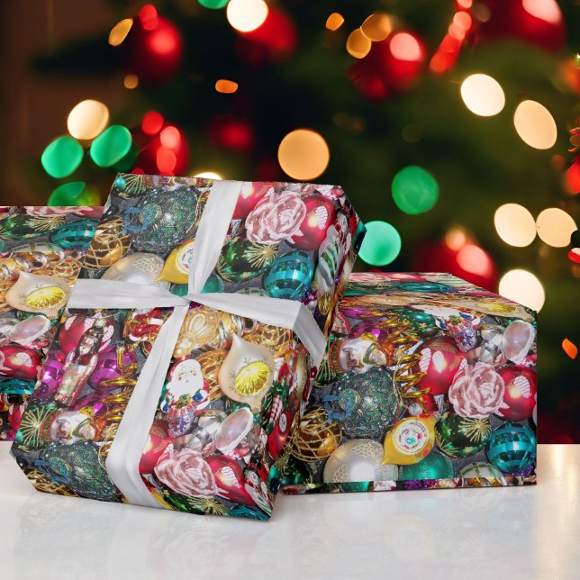 Weihnachtsbaumdekorationen aus Glas farbenfrohe Ge Geschenkpapier (Von Creator hochgeladen)